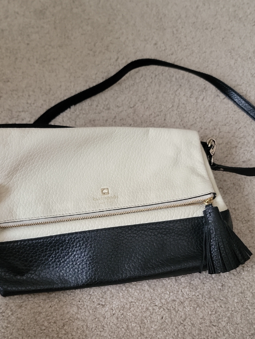 Two-Tone Black and Cream Leather Bag Kate Spade